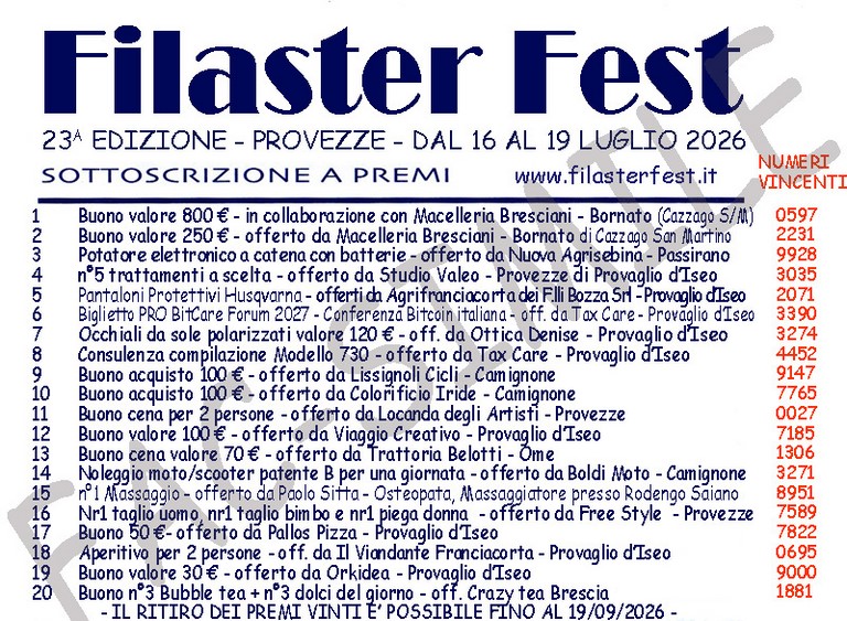 Lotteria Filaster Fest 2023